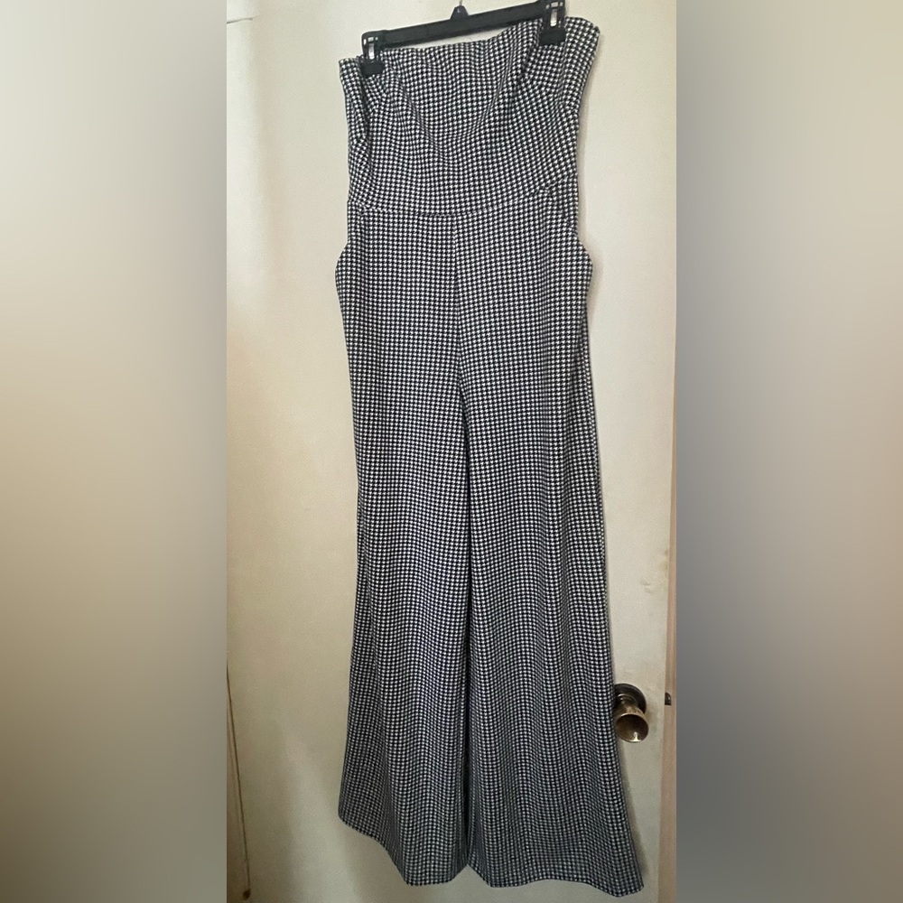 New! Express Black and White Houndstooth Strapless Jumpsuit